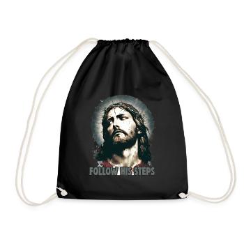 Christliche Zitate Designs Follow His Steps - Turnbeutel - Schwarz - Vorne