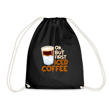 Coffee Iced Coffee Caffeine Espresso Barista Gift - Drawstring Bag - black - Front