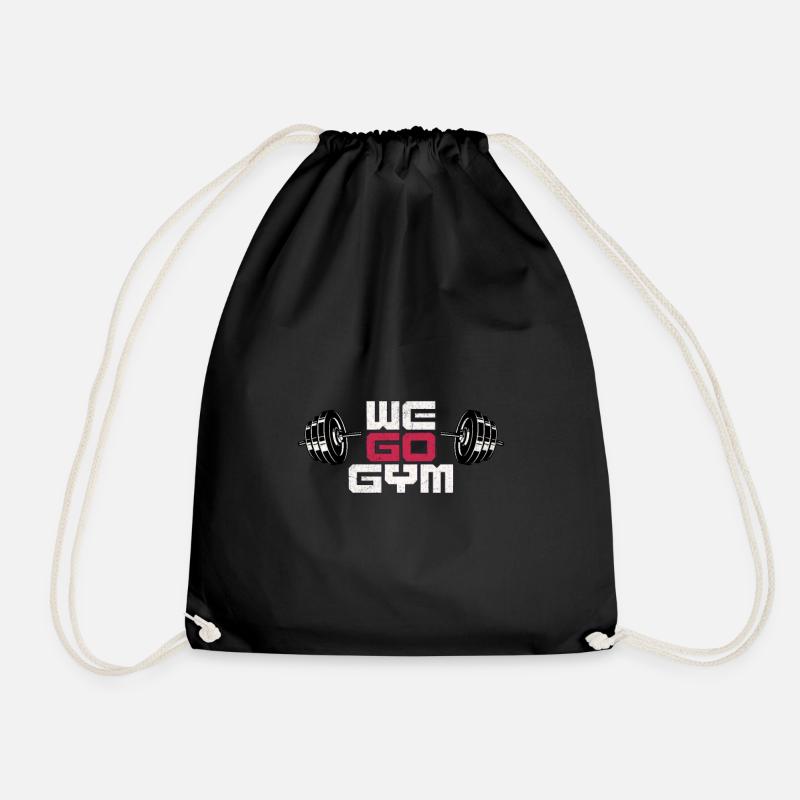 We Go Gym, Bodybuilding, Fitness & Workout - Drawstring Bag - black