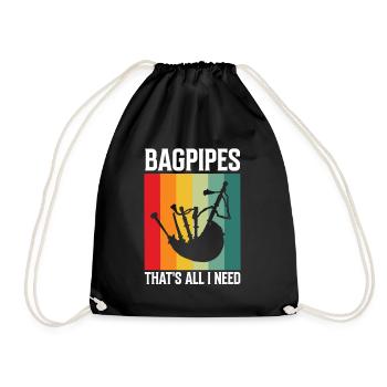 Bagpipes for pipers and Scots - Drawstring Bag - black - Front