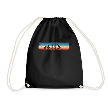 Retro Yoga Evolution - Lustiger Yoga - Turnbeutel - Schwarz - Vorne