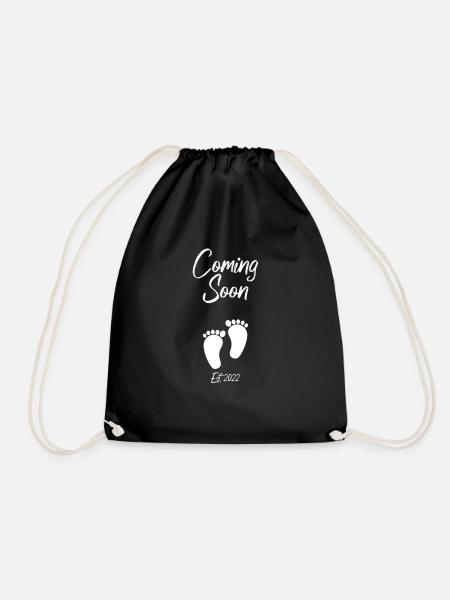 Coming Soon Pregnancy Announcement - Drawstring Bag - black