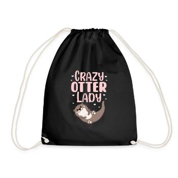 Otter Seeotter Fischotter Geschenk - Turnbeutel - Schwarz - Vorne
