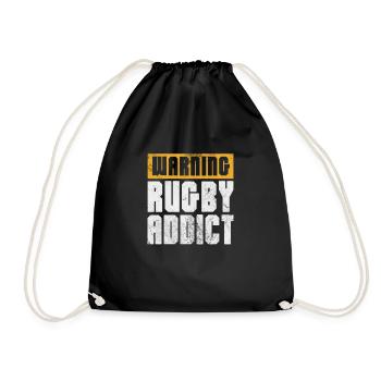 Rugby Verein Rugbyteam Football Sport Geschenk - Turnbeutel - Schwarz - Vorne