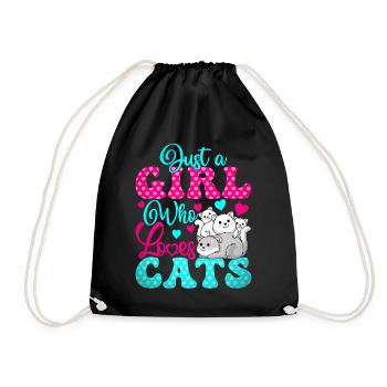 I Love Cats Cat Love Girl Who Loves Cats - Drawstring Bag - black - Front