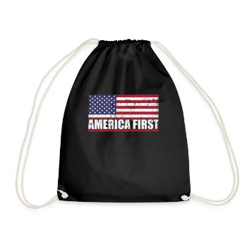 Amerika First USA Flagge Patriotic Proud - Turnbeutel - Schwarz - Vorne