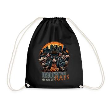 New York City Brooklyn Rat Rats - Drawstring Bag - black - Front