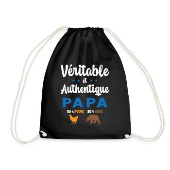Homme Véritable et Authentique Papa Poule et Ours - Sac de sport léger - noir - Devant