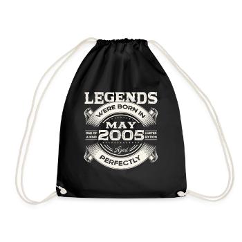 18th Birthday Man May Vintage 2005 Legendary - Drawstring Bag - black - Front