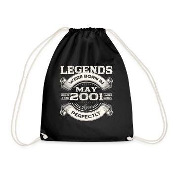22nd Birthday Man May Vintage 2001 Legendary - Drawstring Bag - black - Front