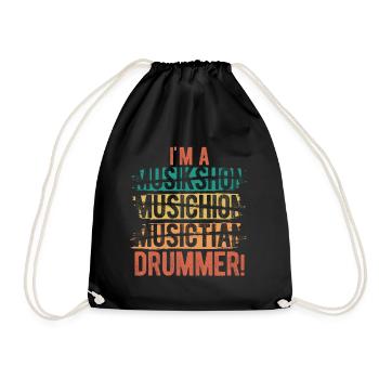 Schlagzeug Spieler Drummer - Turnbeutel - Schwarz - Vorne