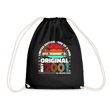 22nd Birthday Man April Vintage 2001 Cassette - Drawstring Bag - black - Front