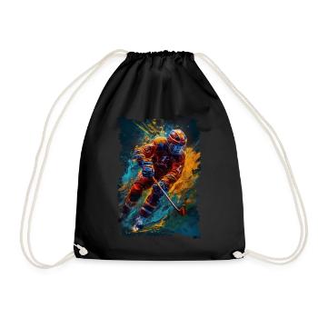 Bunter Eishockey Spieler Geschenk Eishockey Fans - Turnbeutel - Schwarz - Vorne