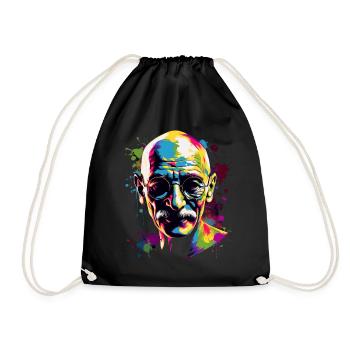 Nobel Peace Prize laureate Mahatma Gandhi - Drawstring Bag - black - Front
