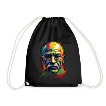 Nobel Peace Prize laureate Mahatma Gandhi - Drawstring Bag - black - Front