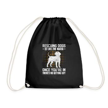 Tierrettung Tierschutz Tierfreund Geschenk - Turnbeutel - Schwarz - Vorne