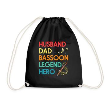 Bassoon Wind Instrument Design for Bassoonist - Drawstring Bag - black - Front