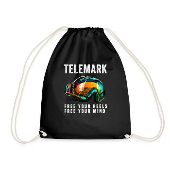 Telemark Ski Free Heel and Mind Goggles - Drawstring Bag - black - Front