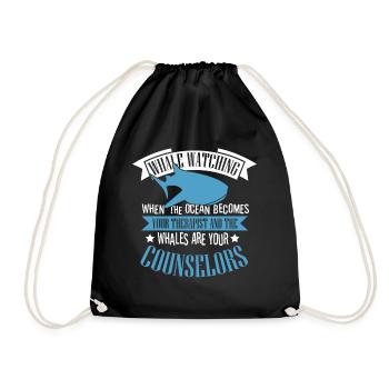 Blue whale for beluga whale and marine mammals - Drawstring Bag - black - Front