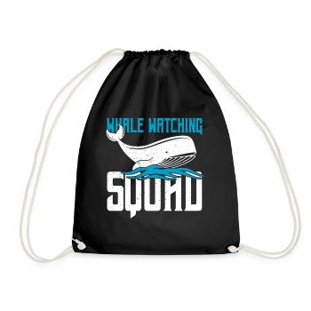 Blue whale for beluga whale and marine mammals - Drawstring Bag - black - Front