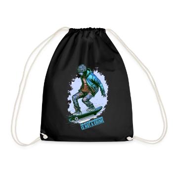Cool Skater Skateboarding is not a Crime - Drawstring Bag - black - Front