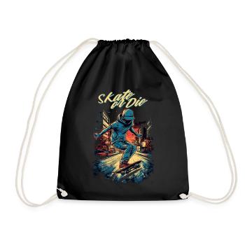 Skateboarder Skateboard Skate Skater - Drawstring Bag - black - Front