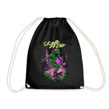 Skateboarder Skateboard Skate Skater - Drawstring Bag - black - Front