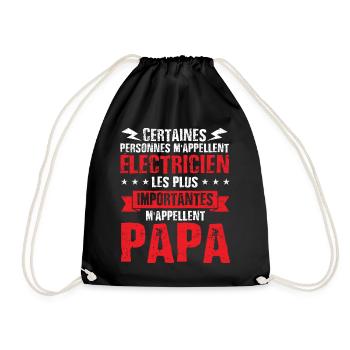 Idée cadeau électricien papa humour fête des pères - Sac de sport léger - noir - Devant