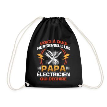 Cadeau fête des pères électricien papa qui déchire - Sac de sport léger - noir - Devant