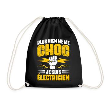 Cadeau électricien rigolo plus rien ne me choc - Sac de sport léger - noir - Devant