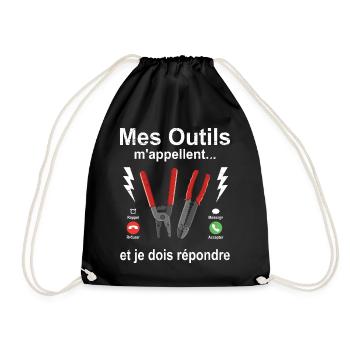 Électricien mes outils m'appellent fête des pères - Sac de sport léger - noir - Devant