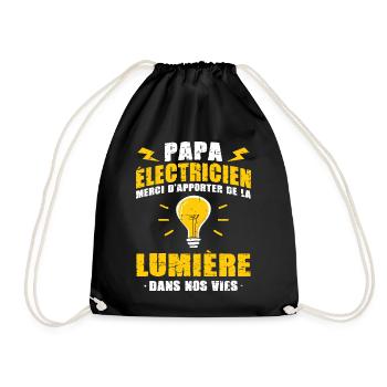 Idée cadeau papa humour fête des pères électricien - Sac de sport léger - noir - Devant