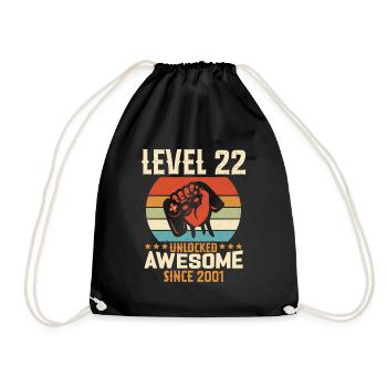 Level 22 Complete 2001 Birthday Gift - Drawstring Bag - black - Front