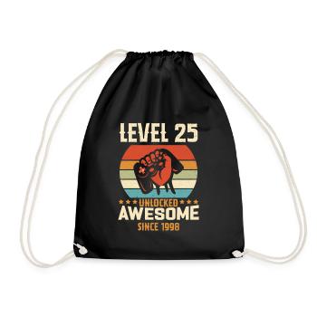 Level 25 Komplettes Geburtstagsgeschenk von 1998 - Turnbeutel - Schwarz - Vorne