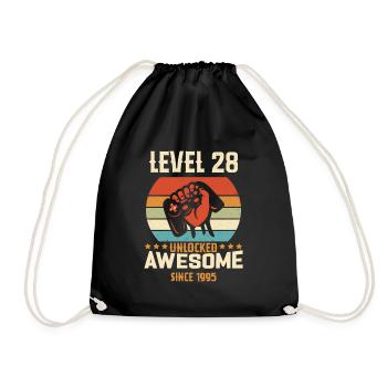 Level 28 abgeschlossen 1995 Geburtstagsgeschenk - Turnbeutel - Schwarz - Vorne