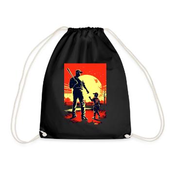 Baseball Vatertag Muttertag Geschenk - Turnbeutel - Schwarz - Vorne