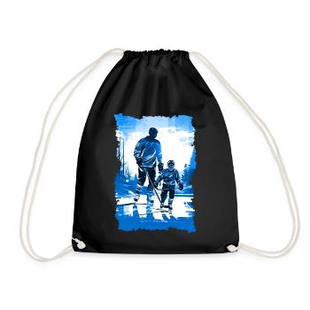Vater und Sohn Eishockey Vatertags Geschenk - Turnbeutel - Schwarz - Vorne