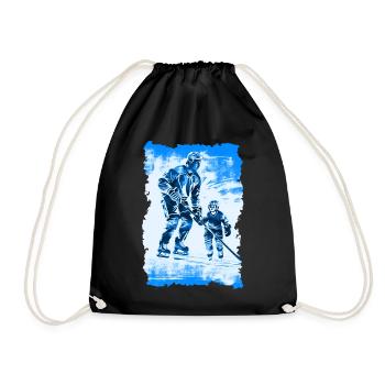 Vater und Sohn Eishockey Vatertags Geschenk - Turnbeutel - Schwarz - Vorne