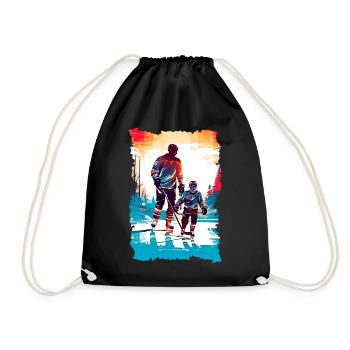 Vater und Sohn Eishockey Vatertags Geschenk - Turnbeutel - Schwarz - Vorne