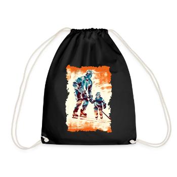 Vater und Sohn Eishockey Vatertags Geschenk - Turnbeutel - Schwarz - Vorne