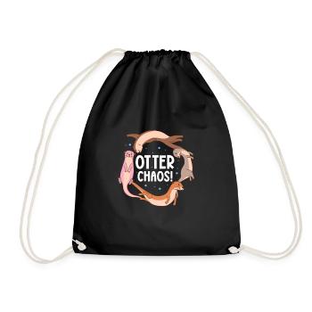 Otter Seeotter Fischotter Geschenk - Turnbeutel - Schwarz - Vorne