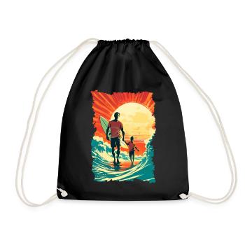 Vater und Sohn Surfen Surfer Geschenk - Turnbeutel - Schwarz - Vorne