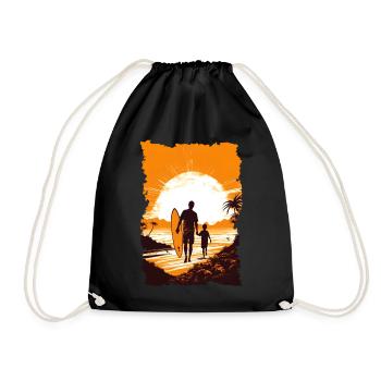 Vater und Sohn Surfen Surfer Geschenk - Turnbeutel - Schwarz - Vorne