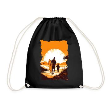 Vater und Sohn Surfen Surfer Geschenk - Turnbeutel - Schwarz - Vorne