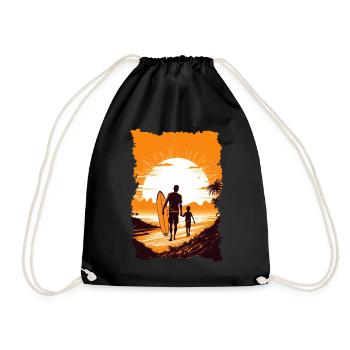 Vater und Sohn Surfen Surfer Geschenk - Turnbeutel - Schwarz - Vorne