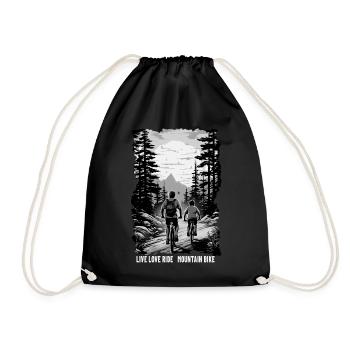 Father and son mountain bike mountain biker gift - Drawstring Bag - black - Front