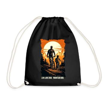 Father and son mountain bike mountain biker gift - Drawstring Bag - black - Front