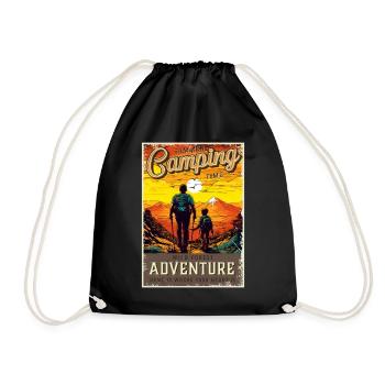 Wandern Wanderer Vater und Sohn Vatertag Geschenk - Turnbeutel - Schwarz - Vorne