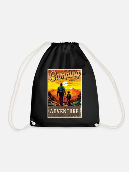 Wandern Wanderer Vater und Sohn Vatertag Geschenk - Turnbeutel - Schwarz