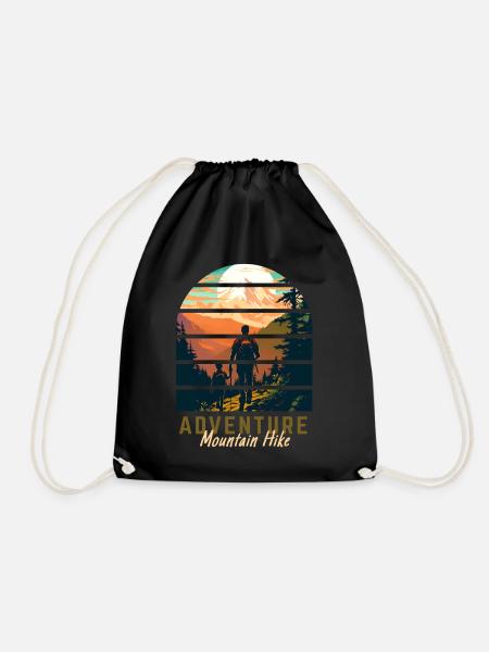Wandern Outdoor Wanderer Vater und Sohn Geschenk - Turnbeutel - Schwarz
